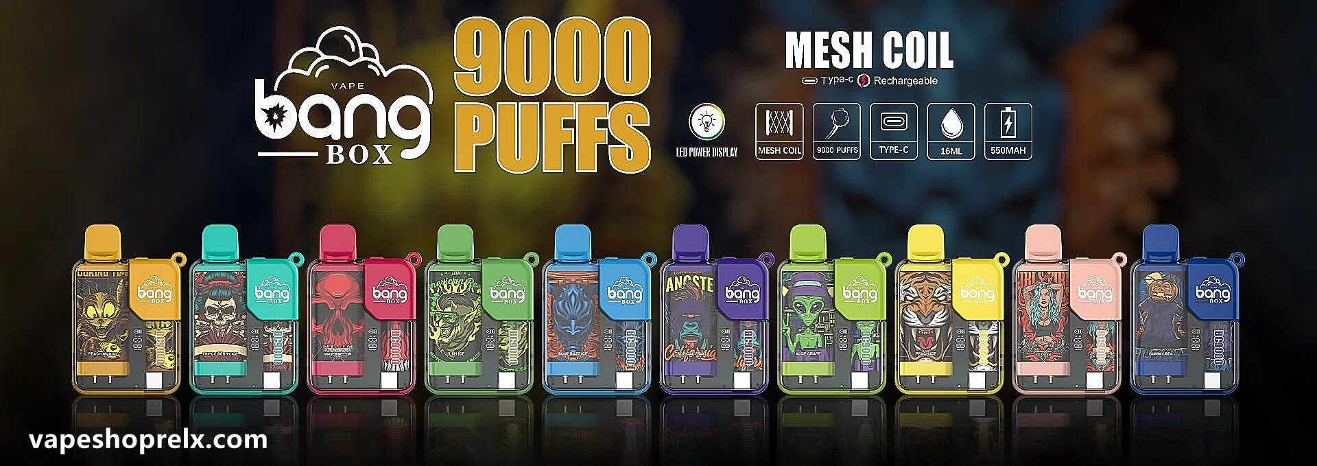 BANG BOX 9000 Puffs炫彩外觀電子煙｜拋棄式一次性霧化棒LED顯示-1